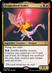 Size: 375x523 | Tagged: safe, derpibooru import, edit, scales (character), dragon, the hearth's warming club, bloodstone scepter, ccg, dragoness, female, magic the gathering, trading card, trading card edit