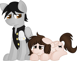 Size: 3469x2749 | Tagged: safe, artist:plone, oc, oc only, oc:kaethela, oc:steamworks, pegasus, pony, simple background, transparent background, worried