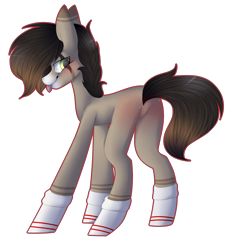 Size: 3439x3571 | Tagged: safe, artist:umiimou, oc, oc only, oc:nick, earth pony, pony, clothes, high res, male, plot, simple background, socks, solo, stallion, tongue out, transparent background