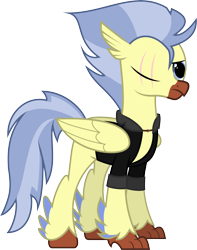 Size: 4791x6084 | Tagged: safe, artist:shadowdashthebat, derpibooru import, oc, classical hippogriff, hippogriff, absurd resolution, clothes, jacket, scar, simple background, solo, transparent background, vector