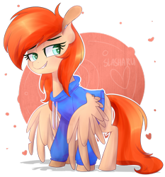 Size: 1024x1097 | Tagged: safe, artist:slasharu, oc, oc only, pegasus, pony, clothes, female, hoodie, mare, solo