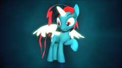 Size: 1920x1080 | Tagged: safe, artist:powdan, derpibooru import, oc, oc:firma surge, pony, 3d, 3d remake, artificial wings, augmented, female, magic, magic horn, magic wings, mare, not an alicorn, raised hoof, solo, source filmmaker, surprised, wings