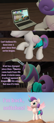 Size: 1920x4320 | Tagged: safe, artist:red4567, derpibooru import, princess flurry heart, alicorn, pony, 3d, clothes, comic, computer, laptop computer, older, older flurry heart, shorts, source filmmaker