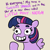 Size: 1650x1650 | Tagged: safe, artist:tjpones, derpibooru import, twilight sparkle, twilight sparkle (alicorn), alicorn, pony, calarts, cursed image, dialogue, female, funny aneurysm moment, gray background, grinning potato, harsher in hindsight, hilarious in hindsight, mare, my little pony: neigh, neigh, open mouth, parody, pointing, simple background, sitting, smiling, solo, spread wings, take that, thin-line style, thundercats roar