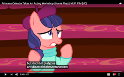 Size: 1280x800 | Tagged: safe, derpibooru import, screencap, raspberry beret, horse play, antidisestablishmentarianism, charades, meme, text, youtube caption