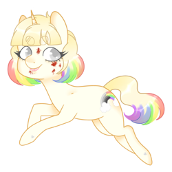 Size: 3000x3000 | Tagged: safe, derpibooru import, oc, pony, unicorn, :p, adostume, blood, mlem, rainbow, rainbow hair, silly, simple background, solo, tongue out, transparent background