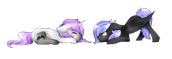 Size: 8101x2801 | Tagged: safe, artist:itsizzybel, oc, oc only, oc:cloudy night, pegasus, pony, unicorn, prone, simple background, solo, transparent background