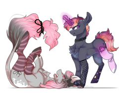 Size: 1024x768 | Tagged: safe, artist:akiiichaos, derpibooru import, oc, oc only, oc:ri, pony, unicorn, clothes, female, fishnet stockings, magic, mare, simple background, socks, striped socks, transparent background