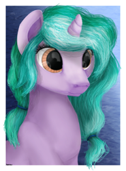 Size: 263x355 | Tagged: safe, artist:kotelen, oc, oc only, oc:sea drop, pony, unicorn, bust, digital art, female, mare, solo