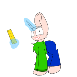 Size: 1024x1024 | Tagged: safe, artist:circuspaparazzi5678, derpibooru import, pony, unicorn, bald, baldi, baldi's basics in education and learning, clothes, glowing horn, male, ponified, ruler, simple background, solo, stallion, transparent background