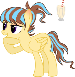 Size: 4342x4476 | Tagged: safe, artist:tacobender, derpibooru import, oc, pegasus, pony, absurd resolution, female, mare, milkshake, simple background, solo, thinking, transparent background