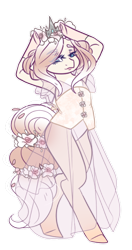 Size: 288x544 | Tagged: safe, artist:ethmoiids, oc, oc only, oc:vanilla rosette, pony, bipedal, clothes, dress, floral head wreath, solo