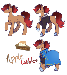 Size: 1351x1528 | Tagged: safe, artist:kikirdcz, oc, oc only, oc:apple cobbler, earth pony, pony, clothes, female, mare, raised hoof, reference sheet, simple background, solo, transparent background