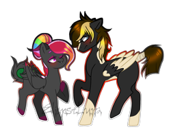 Size: 2400x1928 | Tagged: safe, artist:eclispeluna, derpibooru import, oc, oc only, oc:poppy, oc:roman reaper, pegasus, pony, base used, female, male, mare, simple background, stallion, transparent background