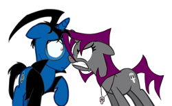 Size: 1280x794 | Tagged: safe, artist:faithfirefly, pony, angry, brother and sister, dib membrane, female, gaz membrane, invader zim, male, ponified, scared, siblings