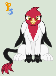 Size: 576x778 | Tagged: safe, artist:peregrinstaraptor, derpibooru import, oc, oc:genette, griffon, female, simple background, solo