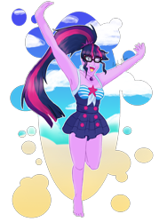 Size: 1200x1600 | Tagged: safe, artist:luminescence553, derpibooru import, sci-twi, twilight sparkle, better together, equestria girls, armpits, clothes, simple background, solo, swimsuit, transparent background