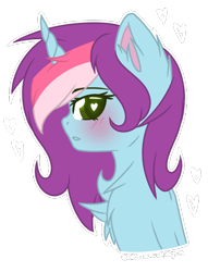 Size: 402x525 | Tagged: safe, artist:electricaldragon, derpibooru import, oc, oc only, oc:rainbow kitty, pony, unicorn, blushing, bust, female, heart eyes, mare, portrait, simple background, solo, transparent background, wingding eyes