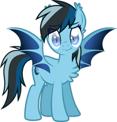 Size: 3483x3626 | Tagged: safe, artist:drakizora, oc, oc only, oc:midnight star, bat pony, pony, bat pony oc, chest fluff, cutie mark, fangs, female, mare, simple background, solo, transparent background, vector