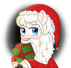 Size: 1011x963 | Tagged: safe, artist:unoriginai, oc, oc only, present, santa claus, santa hooves, snow, solo