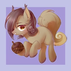 Size: 1080x1080 | Tagged: safe, artist:leafywind, derpibooru import, oc, oc only, pony, squirrel, acorn, ear fluff, female, looking at you, smiling, solo, starry eyes, wingding eyes