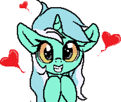 Size: 752x637 | Tagged: safe, artist:paintanon, derpibooru import, lyra heartstrings, pony, unicorn, cute, female, heart, looking at you, lyrabetes, mare, pixel art, simple background, smiling, solo, transparent background