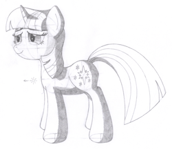 Size: 1470x1273 | Tagged: safe, artist:aafh, twilight sparkle, pony, unicorn, monochrome, solo, traditional art