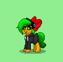 Size: 543x536 | Tagged: safe, oc, oc only, oc:boomy, pony, bow, clothes, female, headphones, jacket, pony town