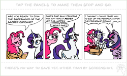 Size: 1008x606 | Tagged: safe, artist:gingerfoxy, derpibooru import, pinkie pie, rarity, twilight sparkle, twilight sparkle (alicorn), alicorn, earth pony, pony, unicorn, pony comic generator, comic