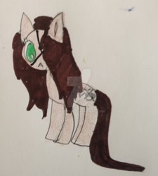 Size: 1024x1136 | Tagged: safe, artist:thvrash, oc, oc only, oc:tragic tea, earth pony, pony, sicksona, solo, traditional art, watermark