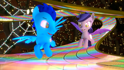 Size: 3840x2160 | Tagged: safe, artist:bluestream, oc, oc only, oc:blue stream, oc:echo, bat pony, pegasus, pony, 3d, blender, cycles render, mario kart 8, rainbow road