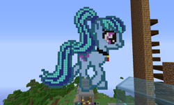 Size: 1280x778 | Tagged: safe, artist:tacotuesday21321, derpibooru import, sonata dusk, earth pony, pony, female, game screencap, mare, minecraft, minecraft pixel art, pixel art, ponified, solo