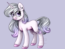 Size: 500x375 | Tagged: safe, artist:dreamline dash, artist:lantoor, artist:rose-in-the-night-team, derpibooru import, oc, oc only, pony, unicorn, collaboration, blank flank, colored hooves, cute, ear piercing, earring, female, jewelry, looking at you, mare, piercing, simple background, smiling, solo