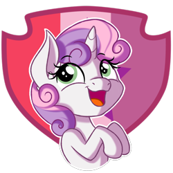 Size: 1900x1900 | Tagged: safe, artist:jack-pie, derpibooru import, sweetie belle, pony, unicorn, cute, cutie mark, cutie mark background, diasweetes, female, filly, open mouth, simple background, smiling, solo, sticker, transparent background