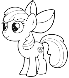 Size: 909x1035 | Tagged: safe, artist:pinkiepie6680, apple bloom, pony, lineart, monochrome, solo