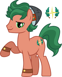 Size: 3001x3724 | Tagged: safe, artist:cloudyglow, timber spruce, earth pony, pony, equestria girls, legend of everfree, beanie, cutie mark, equestria girls ponified, hat, looking at you, male, ponified, raised hoof, simple background, solo, stallion, transparent background