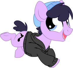 Size: 1024x960 | Tagged: safe, artist:kellythedrawinguni, oc, oc only, oc:bangers, earth pony, pony, beanie, chibi, clothes, hat, hoodie, male, simple background, solo, stallion, transparent background, underhoof