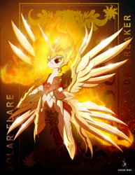 Size: 4000x5192 | Tagged: safe, artist:zidanemina, derpibooru import, daybreaker, pony, absurd resolution, armor, crossover, female, mane of fire, mare, saint seiya, smiling, solo