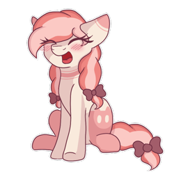 Size: 650x650 | Tagged: safe, artist:adostume, derpibooru import, oc, oc only, pony, blushing, bow, hair bow, simple background, smiling, solo, tail bow, transparent background