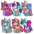 Size: 547x547 | Tagged: safe, artist:duo-moon-adopts, derpibooru import, oc, oc only, earth pony, pegasus, pony, unicorn, adoptable, chest fluff, goggles, headphones, magical lesbian spawn, next generation, offspring, parent:applejack, parent:berry punch, parent:big macintosh, parent:fluttershy, parent:octavia melody, parent:pinkie pie, parent:rainbow dash, parent:rarity, parent:soarin', parent:twilight sparkle, parent:vinyl scratch, parent:zephyr breeze, parents:berryjack, parents:fluttertavia, parents:soarinpie, parents:twimac, parents:vinyldash, parents:zephyrity, ribbon, simple background, transparent background, watermark