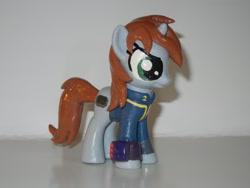 Size: 4000x3000 | Tagged: safe, artist:silverband7, derpibooru import, oc, oc:littlepip, pony, unicorn, fallout equestria, clothes, custom, cutie mark, fanfic, female, hooves, horn, irl, mare, photo, pipbuck, solo, toy, vault suit