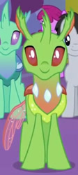 Size: 280x625 | Tagged: safe, derpibooru import, screencap, changedling, changeling, celestial advice, background changeling, cropped, front view, smiling, solo focus