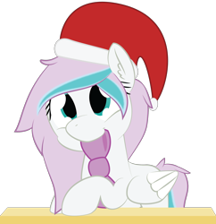 Size: 2000x2070 | Tagged: safe, artist:mintysketch, oc, oc only, pegasus, pony, bow, female, hat, minty's christmas ponies, santa hat, simple background, solo, transparent background, vector