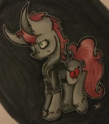 Size: 1024x1163 | Tagged: safe, artist:monochromepony625, oc, oc only, oc:pin cushion, photo, solo, traditional art