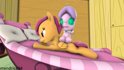 Size: 3840x2160 | Tagged: safe, artist:mendrick94, diamond tiara, scootaloo, pony, 3d, collar, hypnosis, hypnotized, massage, source filmmaker, swirly eyes