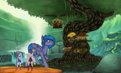 Size: 5000x3000 | Tagged: safe, artist:skyhellef, oc, oc only, pegasus, pony, absurd resolution, fairy, forest, size difference