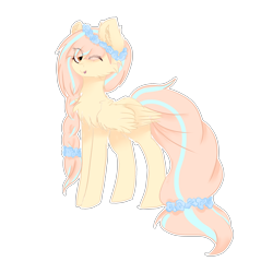 Size: 2500x2500 | Tagged: safe, artist:czywko, oc, oc only, oc:kiyomi, pegasus, pony, braid, cute, female, floral head wreath, flower, mare, solo