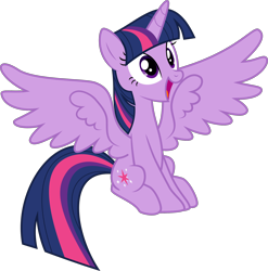 Size: 2000x2028 | Tagged: safe, artist:jp, derpibooru exclusive, derpibooru import, twilight sparkle, twilight sparkle (alicorn), alicorn, horse play, .svg available, cute, happy, simple background, sitting, solo, spread wings, svg, transparent background, twiabetes, vector, wings