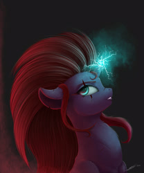 Size: 2200x2650 | Tagged: safe, artist:skitsroom, derpibooru import, tempest shadow, pony, unicorn, alternate hairstyle, broken horn, eye scar, female, mare, scar, solo