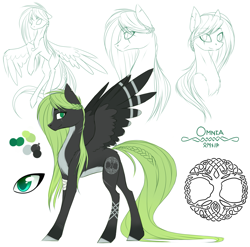 Size: 1971x1951 | Tagged: safe, artist:alphaaquilae, oc, oc only, oc:omnia, reference sheet, solo, yggdrasil